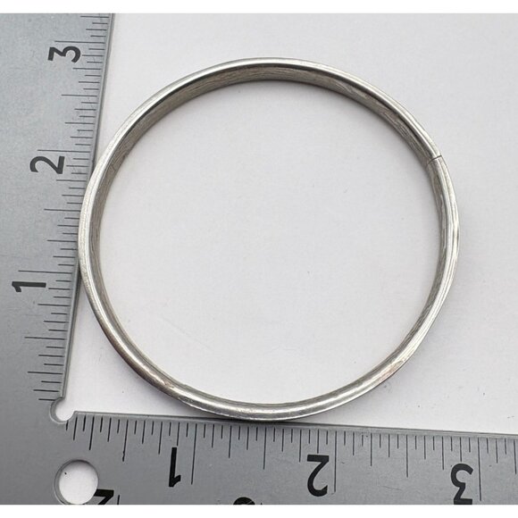 Vintage Mother of Pearl Inlay Bangle Bracelet Silver Tone Boho - Picture 3 of 7